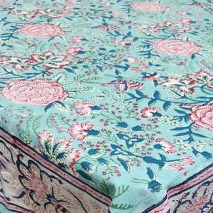 ผ้าคลุมโต๊ะแบบใช้ซ้ำได้ทำจากผ้าลินินพิมพ์ลายดอกไม้หรูหราลายนกเป็ดน้ำอินเดียปรับแต่งได้แบบพรีเมียม - Product Image 5