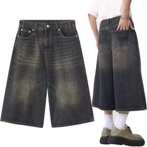 กางเกงขาสั้นผ้ายีนส์สำหรับผู้ชายกางเกงขาสั้นสไตล์ฮิปฮอปทรงหลวมซักหนักแบบสั่งทำ - Product Image 3