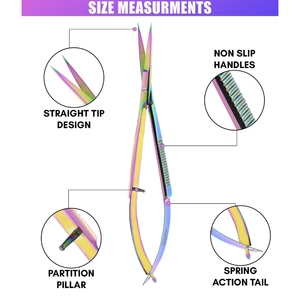 กรรไกรสปริง 5 ตัว ทำจากสแตนเลส สำหรับตัดแต่งคิ้ว ขนตา และงานปัก ได้รับการรับรองมาตรฐาน CE - Product Image 3
