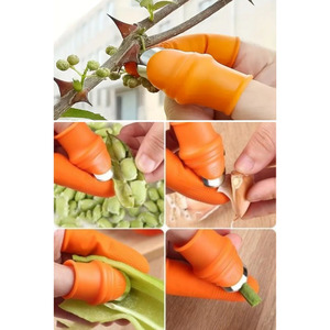 Éplucheur manuel ergonomique en silicone avec protège-doigts et couteau à ongles - Lot de 6, lavable au lave-vaisselle, lavage à la main uniquement, outil pour fruits et légumes - Product Image 2