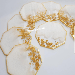 Sottobicchiere epossidico foglia oro (1 pezzo)