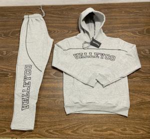 Conjunto de chándal desgastado para hombre, chándal de manga larga para correr, traje de sudor de 2 piezas, chándales bordados desgastados con lavado ácido para hombre - Product Image 1