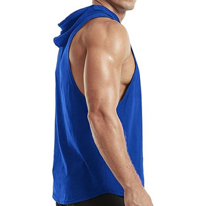 Hoodies sans manches pour hommes, sportswear d'automne uni - 100% coton molletonné, personnalisable, vêtements de sport pour la musculation - Product Image 6