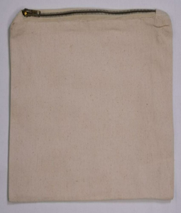 Toile imprimée avec logo personnalisé Sac de produits cosmétiques avec fermeture éclair dorée Sac en toile de coton naturel recyclé Pochette de maquillage cadeau Sac avec fermeture éclair - Product Image 1