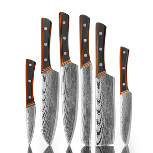 Commandes en gros personnalisées ensemble de services OEM ODM couteau en acier inoxydable Pakka manche en bois ensemble de couteaux de cuisine de style japonais - Product Image 6