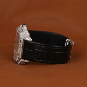 Montre à quartz luxueuse pour homme avec bracelet noir semi-serti de diamants Moissanite, boîtier carré unique, chronographe, affichage par aiguilles - Product Image 2