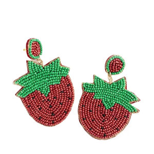 Chic Artisanat Perlé Broderie Fraise Goutte Conception Boucles D'oreilles Élégant Nouveau À La Mode Élégant Détaillant De Hiba Enterprises - Product Image 1