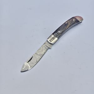 Cuchillo Plegable de Bolsillo de Acero de Damasco Hecho a Mano Personalizado con Funda de Cuero, Cuchillos al por Mayor de Grado Industrial OEM - Product Image 1