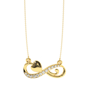 AJRETAIL จี้รูปหัวใจอินฟินิตี้-0.14 กะรัต เพชรธรรมชาติ สี HI ความสะอาด VS-SI ชุบทองโรสโกลด์ - Product Image 1