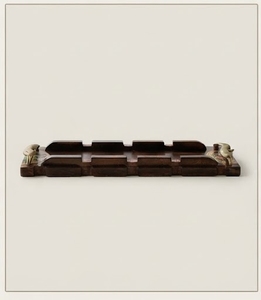 Plato de Servir Ecológico Hecho a Mano de Madera de Acacia con Diseño de Asas de Latón en Forma de Pez, Estilo Chino Tradicional, Forma Rectangular para Regalos - Product Image 5