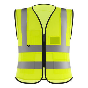 Chaleco DE SEGURIDAD reflectante altamente visible para trabajo de tráfico de construcción Multi-Bolsillo Color-Blocked Complex Zipper Poliéster Algodón - Product Image 5