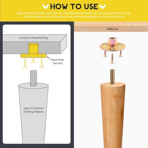 Tuercas en T con agujero de Brad de acero al carbono pulido galvanizado, tuercas en T, herrajes para muebles, inserto de Brida de hierro hembra Métrico - Product Image 6