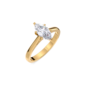 Anillo de compromiso solitario con diamante de corte marquesa de 1.0 quilates y 4 puntas en oro amarillo, blanco y rosa de 18 quilates - Product Image 2