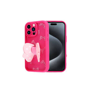 Coque en silicone rose foncé Netzy pour iPhone 15 Pro Max, protection de l'appareil photo, design figuratif, matériau PC, style INS, finition givrée - Product Image 3