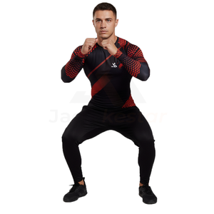 เสื้อยืดออกกำลังกายผู้ชาย ทรงเข้ารูป คุณภาพดีเยี่ยม สำหรับวิ่ง ฟิตเนส ยิม รับผลิตแบบ OEM  กระชับกล้ามเนื้อ ไซส์ใหญ่ เสื้อกีฬาผู้ชาย เสื้อคอมเพรสชั่น - Product Image 3