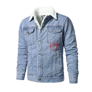 เสื้อแจ็คเก็ตผ้ายีนส์ลำลองสำหรับผู้ชายเป็นมิตรกับสิ่งแวดล้อมพร้อมกระดุมและผ้าปักจำนวนสั่งซื้อขั้นต่ำ - Product Image 1