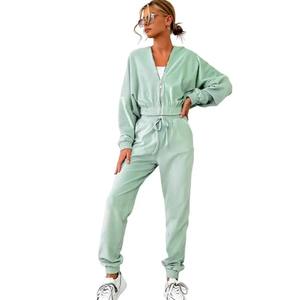 Conjuntos de dos piezas para mujer, sudaderas con capucha cálidas de gran tamaño de Color sólido elegante y pantalón largo, traje deportivo, chándal de otoño e invierno - Product Image 4