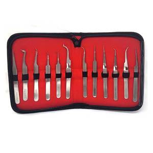 Juego de 12 Pinzas de Acero Inoxidable de Grado Quirúrgico Alemán en Blister, Herramienta de Precisión Manual para Manualidades y Reparaciones - Product Image 2