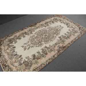 Alfombra Turca Vintage, Grande, 5.3x10.2 pies (161x312 cm), Alfombra de Lana Marrón Sólida - Product Image 4