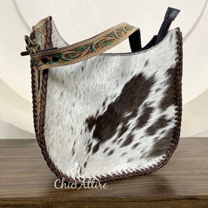 Bolsos de un solo hombro de cuero genuino para mujer, bolsos de pelo en cuero de vaca, bolso de mensajero de moda de lujo 2025 para mujer - Product Image 1