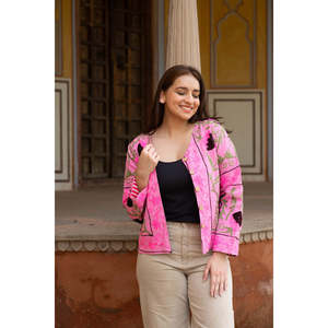 Handmade Embroidery <b>Reversible</b> <b>Jacket</b> for Ladies Satin Leather Outerwear Linen Lining Quilted Boho for Autumn Spring Winter - Product Image 6