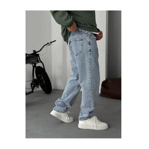 กางเกงยีนส์ขาบานสำหรับผู้ชาย, กางเกงยีนส์ผ้าเดนิมฮิปฮอปกระ100% ผ้าฝ้ายขากว้างกางเกงคาร์โก้ - Product Image 2