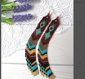 ElegantBead Earrings, Dark Burgundy Very Long Earrings, extra Long Earrings, Fringe EarringsHigh Quality - Product Image 1