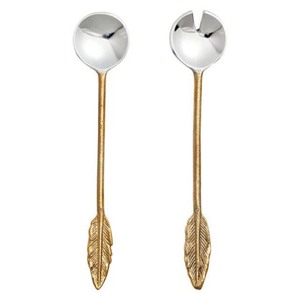 Mini fleur extrémité poignée salade serveur couverts ensemble or miroir poli acier cuillère fourchette qualité alimentaire décoratif pour la rentrée scolaire - Product Image 5