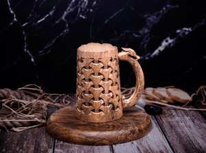 Handcrafted Classic Wooden Coffee Beer Tea <b>Mug</b> with Stylish <b>Enamel</b> Handle Eco-Friendly Durable Leak-Proof for Parties - Product Image 4
