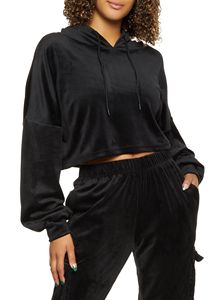 Nouvelle mode : Ensemble de survêtement 2 pièces en velours pour femme, comprenant un crop top à capuche et un pantalon de jogging, personnalisable, vente en gros - Product Image 6