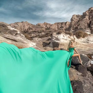 Vestido volador de compromiso hecho a mano para mujer, vestido largo fluido, estampado de cintura alta, decoración, tipo de Fitness, tela de seda, XS sin mangas - Product Image 1