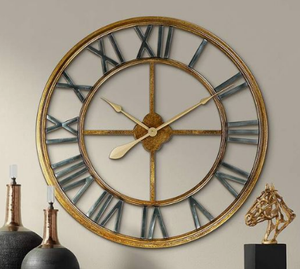 นาฬิกาแขวนโลหะที่ขายดีที่สุดตัวเลขโรมันสีเงินวงกลมโลหะแขวนผนังนาฬิกาสําหรับตกแต่งบ้าน - Product Image 2