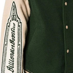 เสื้อแจ็กเก็ตเบสบอลผ้าแคนวาสสำหรับผู้ชายเสื้อแจ็กเก็ตผ้าแคนวาสแบบสั่งทำโลโก้ด้านหน้า - Product Image 3