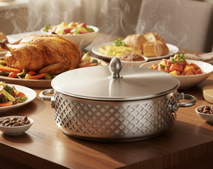 Casserole Moderne Spéciale Ramadan en Acier Inoxydable Émaillé Argenté, Prête pour Gaz et Induction, Durable et Antirouille - Product Image 5