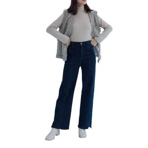 Jeans baggy en denim pour femmes, taille moyenne, super extensible, à jambe large, style streetwear doux d'été, nouvel arrivage en stock - Product Image 1