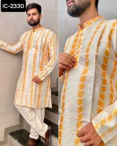 Indian Ethnic <b>Wear</b> Designer Banglori Silk <b>Men's</b> Kurta Set for Wedding <b>Wear</b> and <b>Festival</b> Function Plus Size <b>Men</b> Printed Kurta - Product Image 4