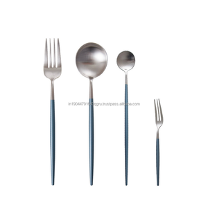 Elegant Style 18/10 <b>Flatware</b> <b>Set</b> With Blue Handle For Wedding Restaurant - Product Image 3