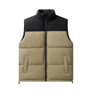 Chaleco acolchado sin mangas unisex para invierno, venta directa de fábrica con cremallera, cuello levantado personalizado, chalecos de tela de dos tonos, chaqueta OEM Flexible - Product Image 1