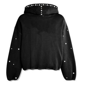 Negro tachonado Sudadera con capucha de gran tamaño Hip Hop Moda Sudadera con capucha - Product Image 3
