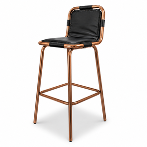 Modern Industrial Genuine Leather Durable Bar <b>Stool</b> Black Wood Metal Frame Commercial Home Bar Furniture <b>Dining</b> Living Room - Product Image 1