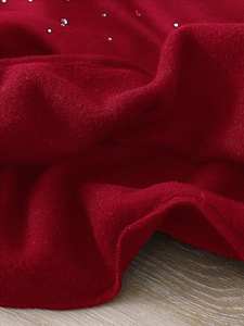 Red Rhinestone Embellished Sweatshirt <b>Women</b> Sparkle Long Sleeve Pullover Casual Loose Fit Crewneck Soft Cotton Winter <b>Top</b> - Product Image 6