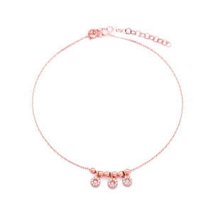 Tobillera de Plata de Ley 925 Chapada en Oro Turco, Hecha a Mano con Cuentas Elegantes y Piedras de Circonita Cúbica Redonda, para Fiestas, Venta al por Mayor - Product Image 1