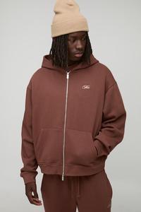 Fabricant Ensemble sweat à capuche et pantalon de survêtement zippés de couleur marron survêtement personnalisé 100% coton style baggy pour hommes 2025 - Product Image 3