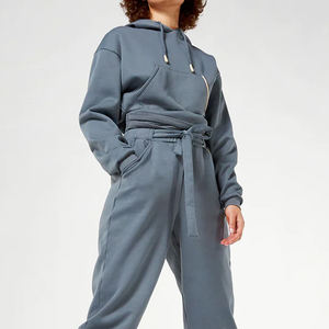 Sudaderas con capucha de mujer transpirables de lana de algodón para gimnasio hechas a medida/Top Trending Gym Sportswear Crop Top sudaderas con capucha de manga larga - Product Image 5