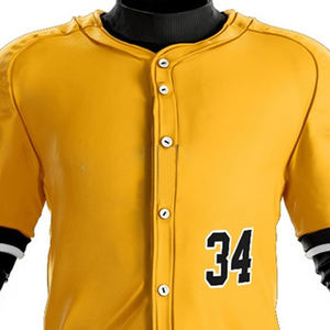 Meilleure vente jaune noir contraste bouton complet uniforme de baseball Logo personnalisé et numéro uniforme de baseball évacuant l'humidité pour adulte - Product Image 3