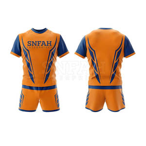 Ensembles d'uniformes de rugby unisexes respirants 100 % polyester à manches courtes, couleurs et logo personnalisables, tissu de haute qualité 360g, fabrication sportive - Product Image 3