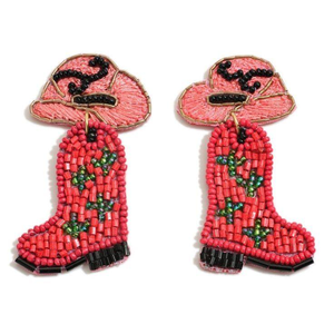 ต่างหูแฟชั่นปักลายลูกปัดลายวัว - สีเงิน จากอินเดีย ต่างหูทำมือสำหรับผู้หญิง - Product Image 1