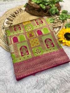 Reine Viskose Soft <span class=keywords><strong>Kolkata</strong></span> Meena Silk Zari Web-<span class=keywords><strong>Saree</strong></span>-Kollektion für Erwachsene - Product Image 4