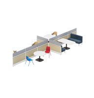 Postes de travail modernes et compacts en aluminium OMNI pour centre d'appels, assemblage facile, ergonomiques, multifonctionnels, cabines de confidentialité pour bureaux ouverts