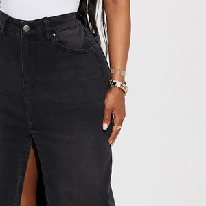 Jupes en jean personnalisées grande taille pour femmes jupes longues en jean décontractées en coton pour femmes mode en soie avec le toucher du fournisseur OEM ODM jupe en jean pour femmes - Product Image 5